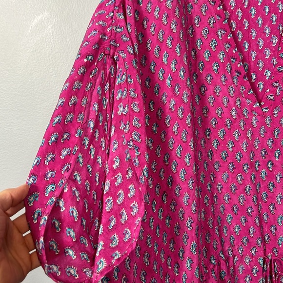Tolani Silk 2X pink seahorse print drawstring kaftan like dress - like new - Picture 2 of 11